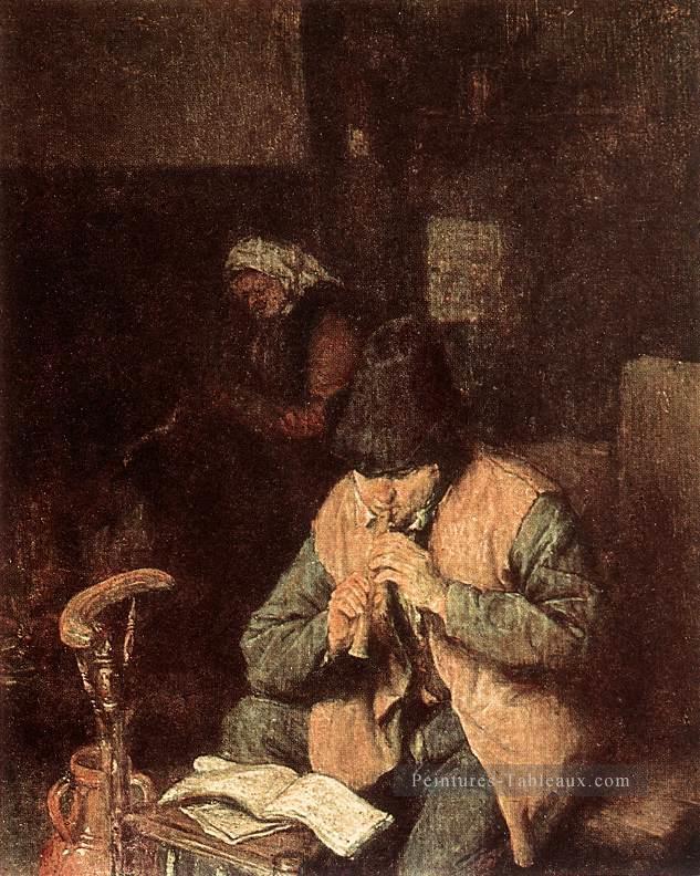 Joueur de flûte Néerlandais genre peintres Adriaen van Ostade Peintures à l'huile